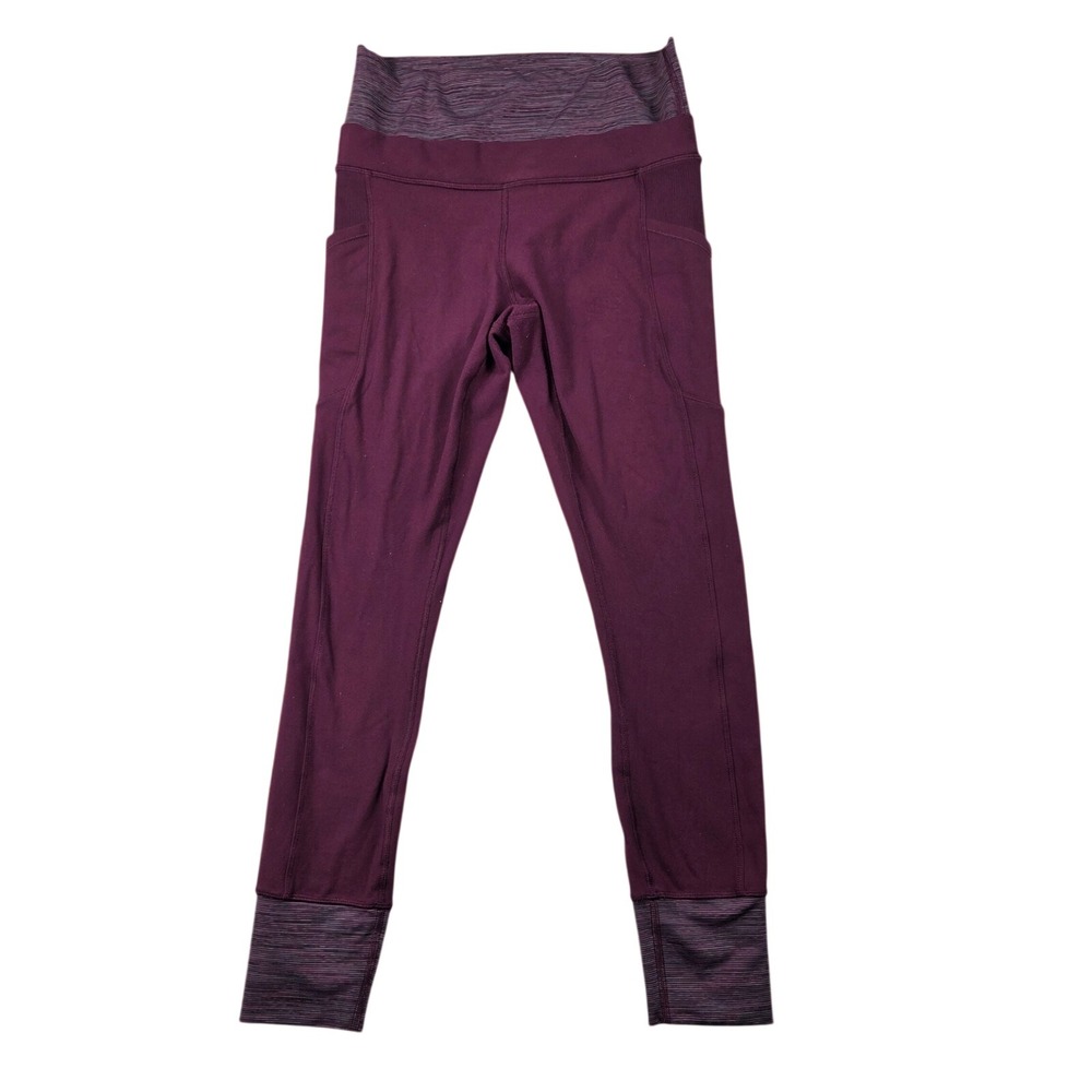 Lululemon Leggings Womens S/M Burgundy Excellent High Rise Space Dye Pockets